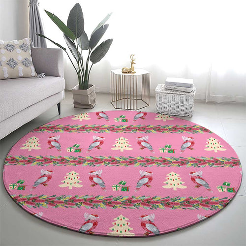 Australia Pink Galah Christmas Round Carpet Eolophus Roseicapilla Bottlebrush Seamless - Aussie Hoodie