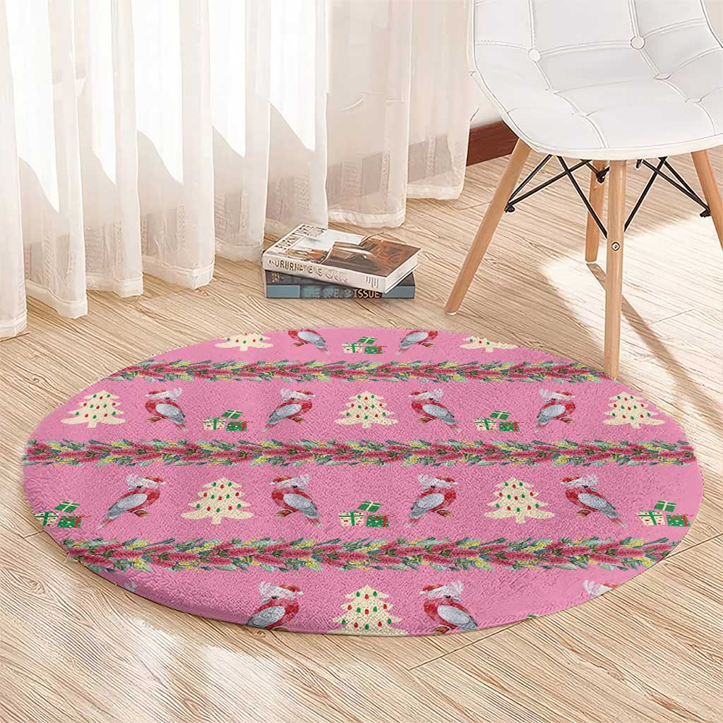 Australia Pink Galah Christmas Round Carpet Eolophus Roseicapilla Bottlebrush Seamless - Aussie Hoodie