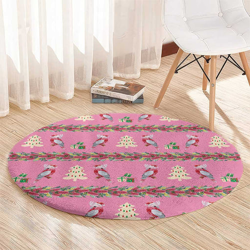 Australia Pink Galah Christmas Round Carpet Eolophus Roseicapilla Bottlebrush Seamless - Aussie Hoodie