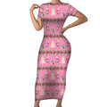 Australia Pink Galah Christmas Short Sleeve Bodycon Dress Eolophus Roseicapilla Bottlebrush Seamless - Aussie Hoodie