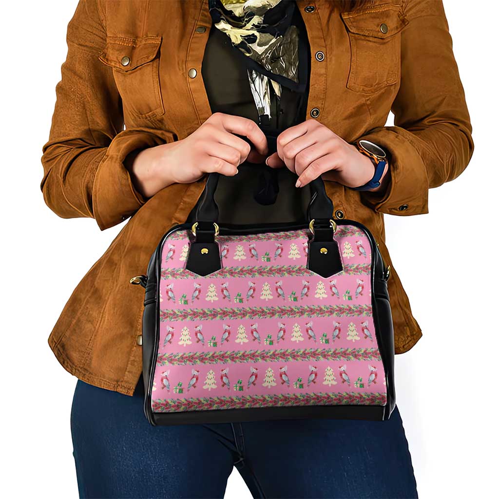 Australia Pink Galah Christmas Shoulder Handbag Eolophus Roseicapilla Bottlebrush Seamless - Aussie Hoodie