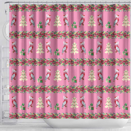 Australia Pink Galah Christmas Shower Curtain Eolophus Roseicapilla Bottlebrush Seamless - Aussie Hoodie