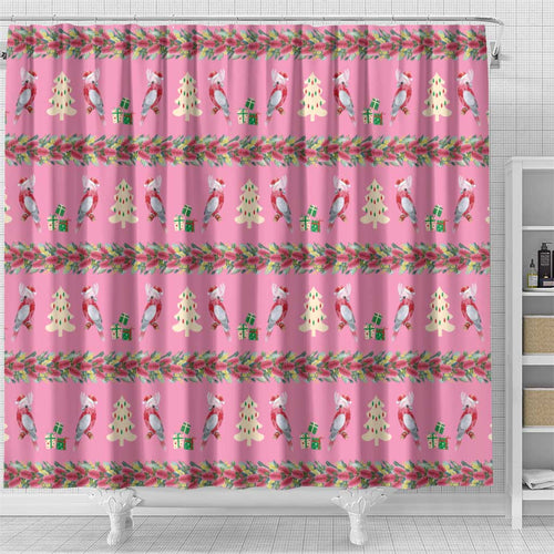 Australia Pink Galah Christmas Shower Curtain Eolophus Roseicapilla Bottlebrush Seamless - Aussie Hoodie