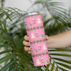 Australia Pink Galah Christmas Skinny Tumbler Eolophus Roseicapilla Bottlebrush Seamless - Aussie Hoodie