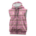 Australia Pink Galah Christmas Sleeveless Zip Hoodie Eolophus Roseicapilla Bottlebrush Seamless LT14