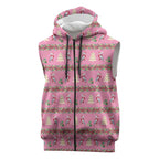Australia Pink Galah Christmas Sleeveless Zip Hoodie Eolophus Roseicapilla Bottlebrush Seamless LT14