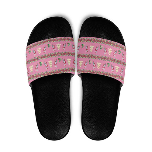 Australia Pink Galah Christmas Slide Sandals Eolophus Roseicapilla Bottlebrush Seamless - Aussie Hoodie