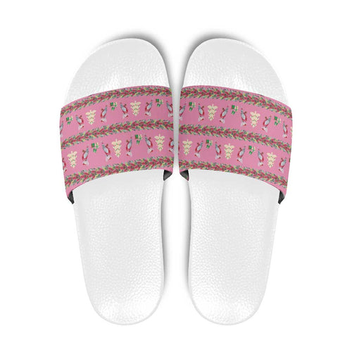Australia Pink Galah Christmas Slide Sandals Eolophus Roseicapilla Bottlebrush Seamless - Aussie Hoodie