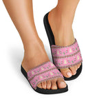 Australia Pink Galah Christmas Slide Sandals Eolophus Roseicapilla Bottlebrush Seamless - Aussie Hoodie