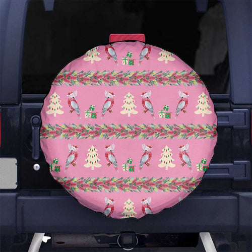 Australia Pink Galah Christmas Spare Tire Cover Eolophus Roseicapilla Bottlebrush Seamless - Aussie Hoodie