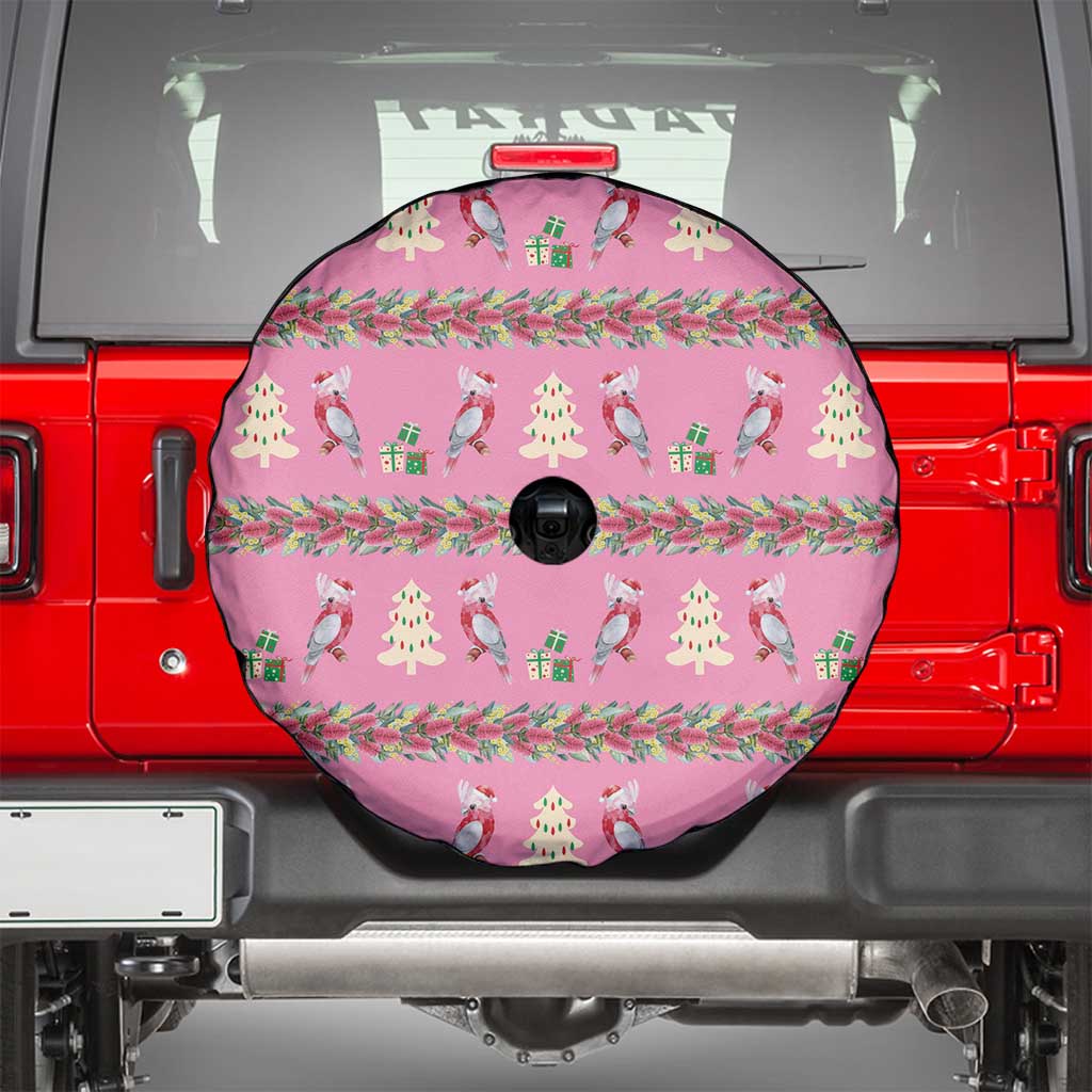 Australia Pink Galah Christmas Spare Tire Cover Eolophus Roseicapilla Bottlebrush Seamless - Aussie Hoodie