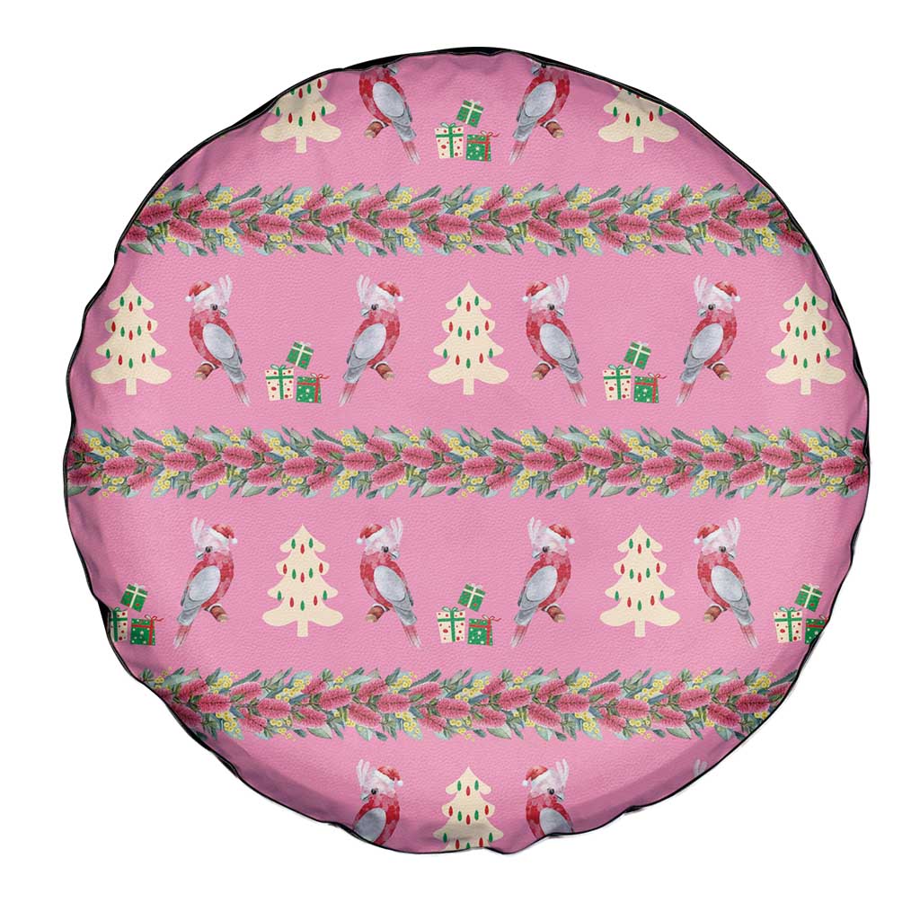 Australia Pink Galah Christmas Spare Tire Cover Eolophus Roseicapilla Bottlebrush Seamless - Aussie Hoodie