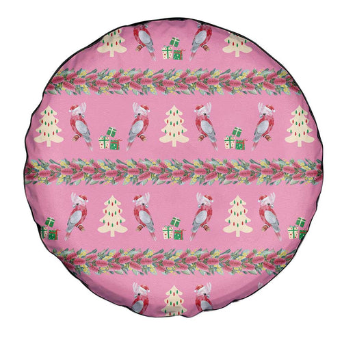 Australia Pink Galah Christmas Spare Tire Cover Eolophus Roseicapilla Bottlebrush Seamless - Aussie Hoodie
