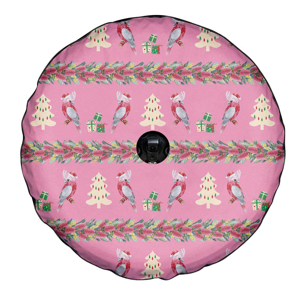 Australia Pink Galah Christmas Spare Tire Cover Eolophus Roseicapilla Bottlebrush Seamless - Aussie Hoodie