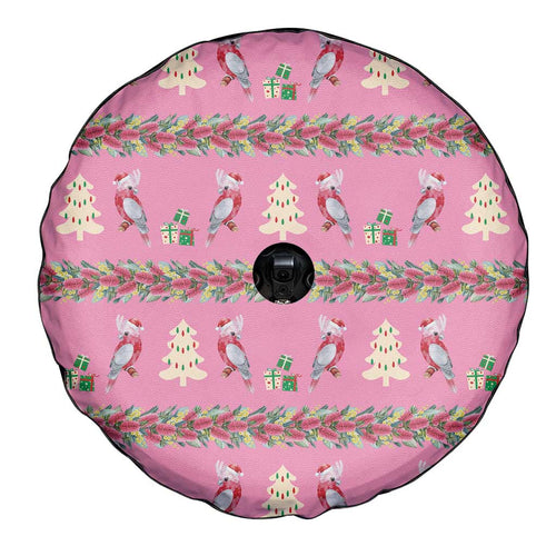 Australia Pink Galah Christmas Spare Tire Cover Eolophus Roseicapilla Bottlebrush Seamless - Aussie Hoodie