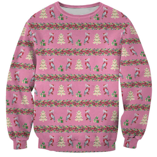 Australia Pink Galah Christmas Sweatshirt Eolophus Roseicapilla Bottlebrush Seamless - Aussie Hoodie