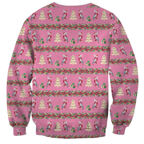 Australia Pink Galah Christmas Sweatshirt Eolophus Roseicapilla Bottlebrush Seamless - Aussie Hoodie