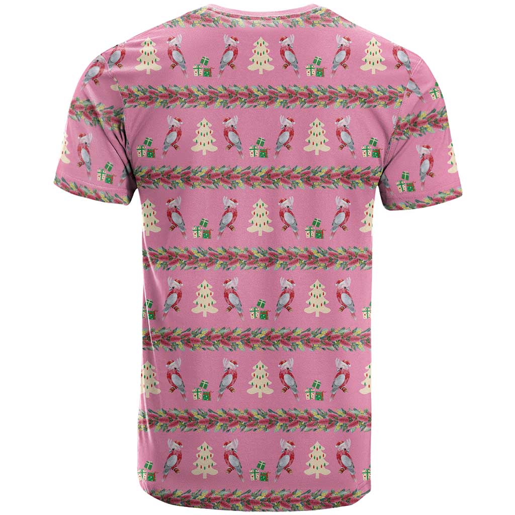 Australia Pink Galah Christmas T Shirt Eolophus Roseicapilla Bottlebrush Seamless - Aussie Hoodie