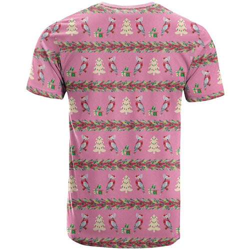 Australia Pink Galah Christmas T Shirt Eolophus Roseicapilla Bottlebrush Seamless - Aussie Hoodie