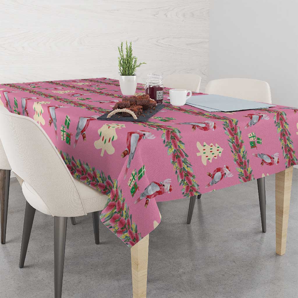 Australia Pink Galah Christmas Tablecloth Eolophus Roseicapilla Bottlebrush Seamless - Aussie Hoodie