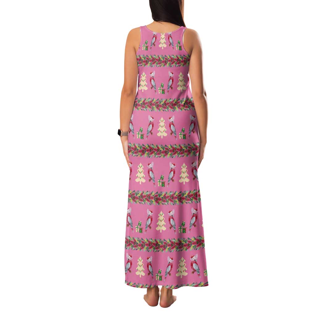 Australia Pink Galah Christmas Tank Maxi Dress Eolophus Roseicapilla Bottlebrush Seamless - Aussie Hoodie