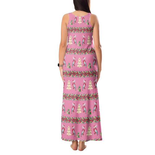 Australia Pink Galah Christmas Tank Maxi Dress Eolophus Roseicapilla Bottlebrush Seamless - Aussie Hoodie