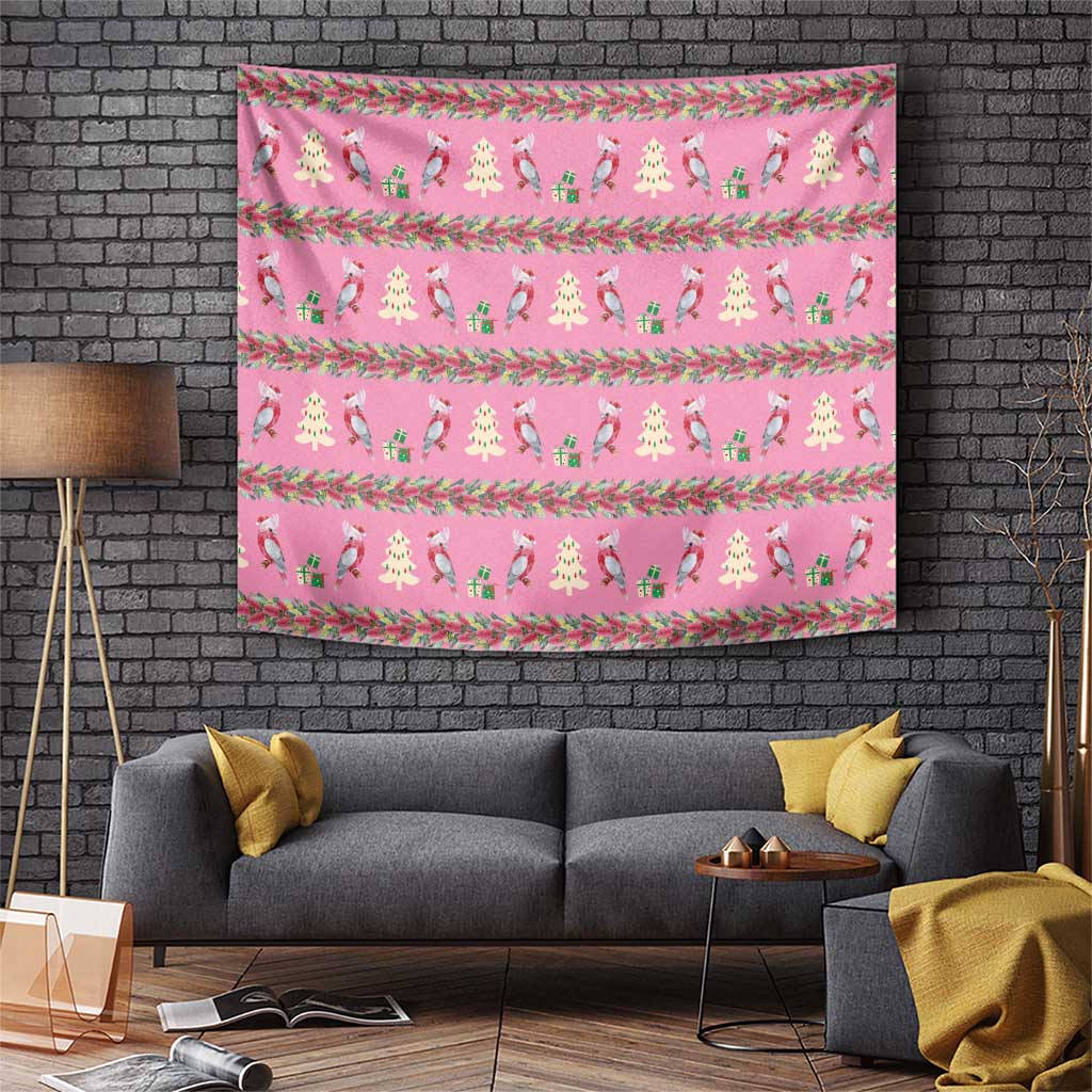 Australia Pink Galah Christmas Tapestry Eolophus Roseicapilla Bottlebrush Seamless - Aussie Hoodie