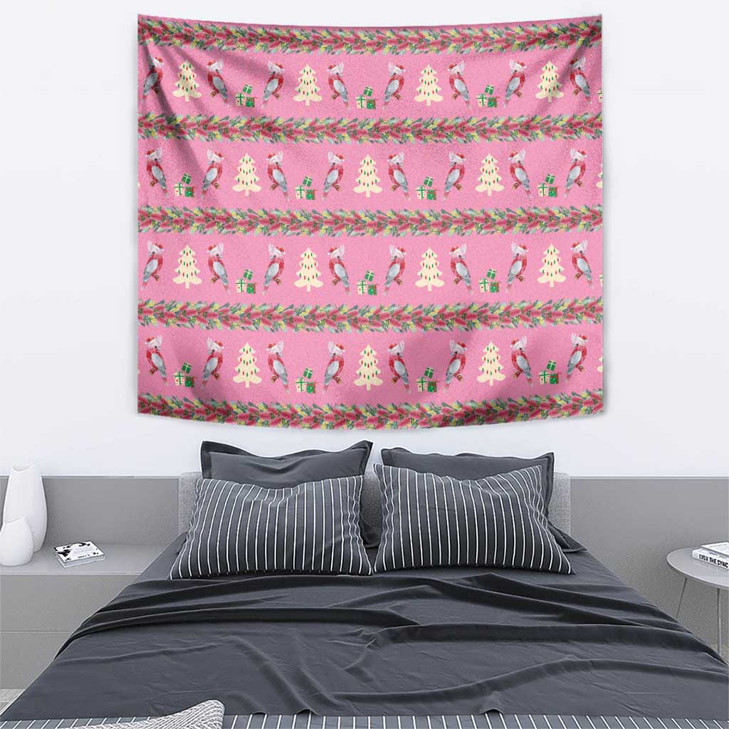 Australia Pink Galah Christmas Tapestry Eolophus Roseicapilla Bottlebrush Seamless - Aussie Hoodie