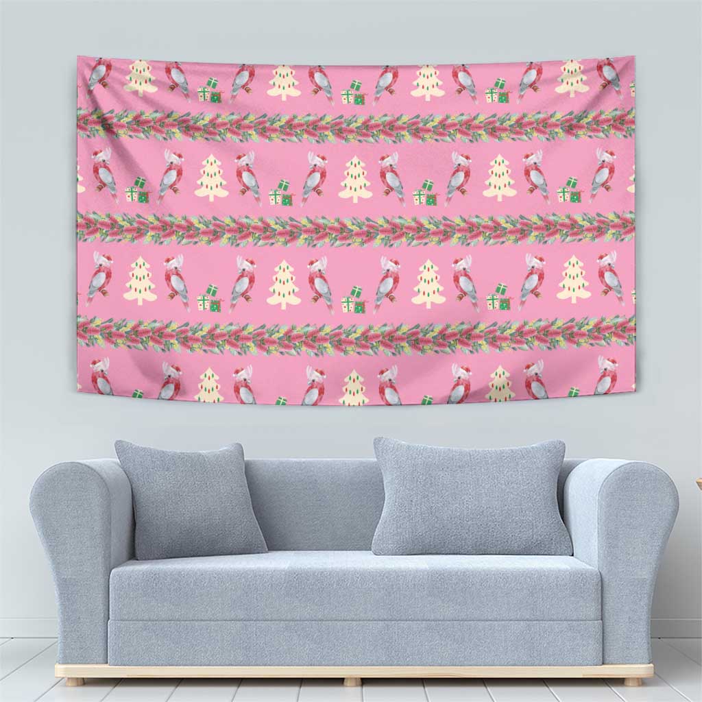 Australia Pink Galah Christmas Tapestry Eolophus Roseicapilla Bottlebrush Seamless - Aussie Hoodie