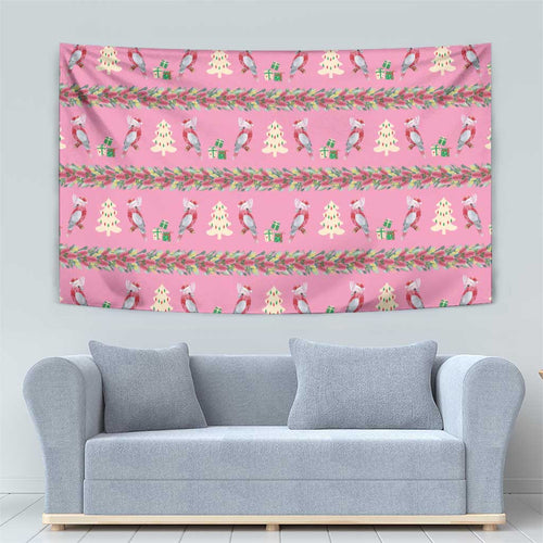Australia Pink Galah Christmas Tapestry Eolophus Roseicapilla Bottlebrush Seamless - Aussie Hoodie