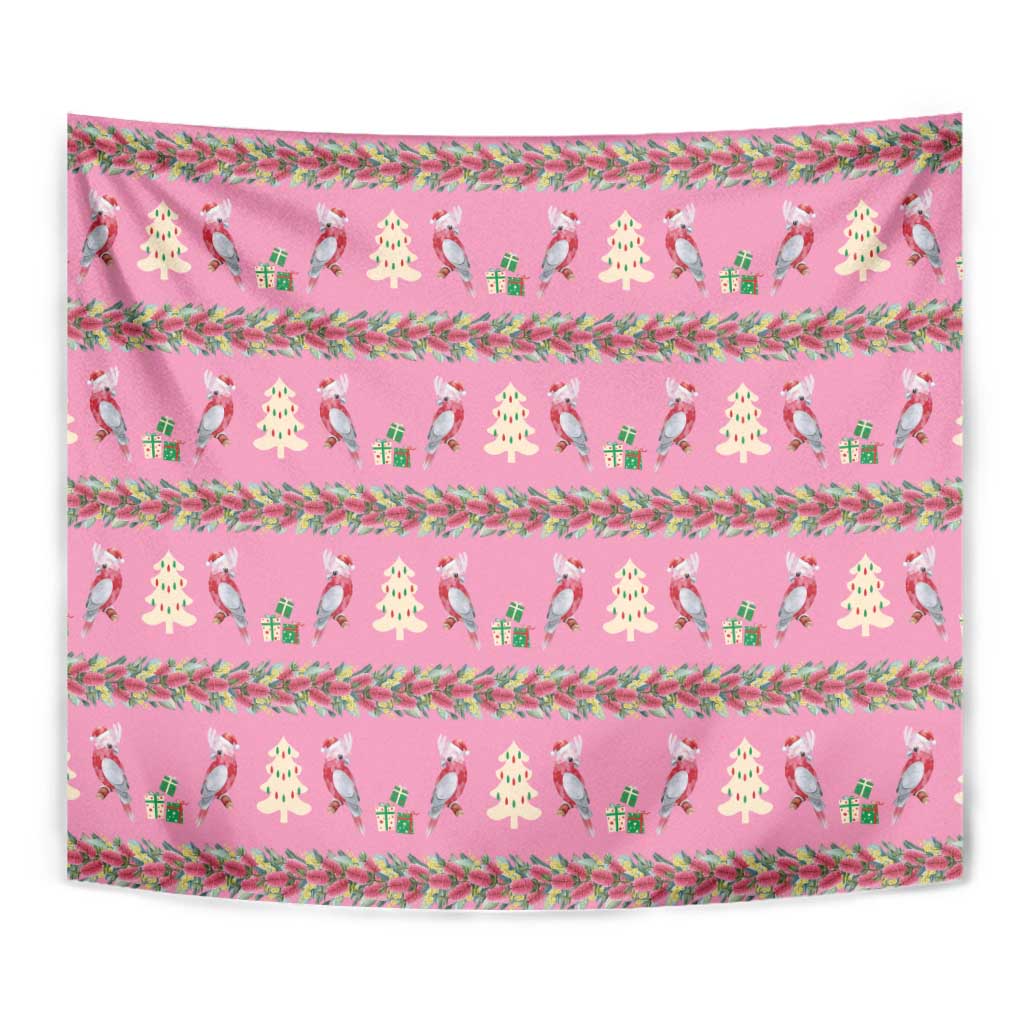 Australia Pink Galah Christmas Tapestry Eolophus Roseicapilla Bottlebrush Seamless - Aussie Hoodie