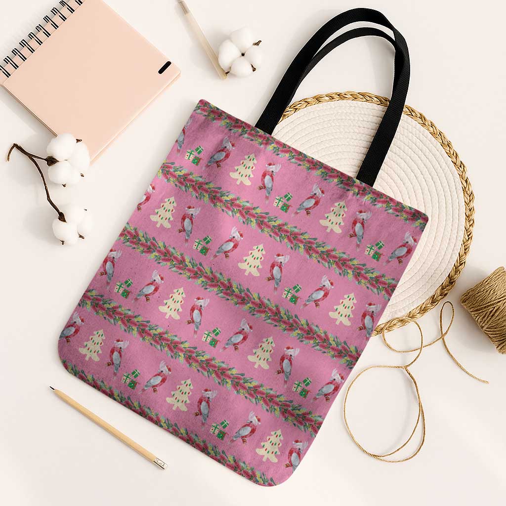 Australia Pink Galah Christmas Tote Bag Eolophus Roseicapilla Bottlebrush Seamless - Aussie Hoodie