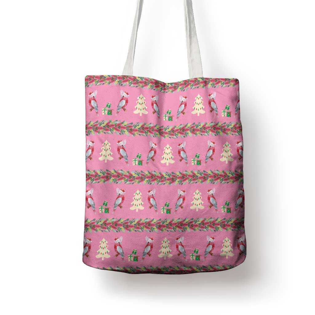 Australia Pink Galah Christmas Tote Bag Eolophus Roseicapilla Bottlebrush Seamless - Aussie Hoodie
