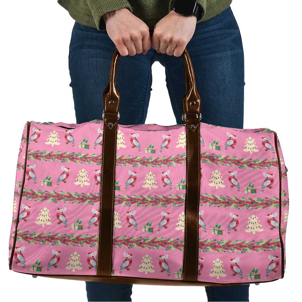 Australia Pink Galah Christmas Travel Bag Eolophus Roseicapilla Bottlebrush Seamless - Aussie Hoodie