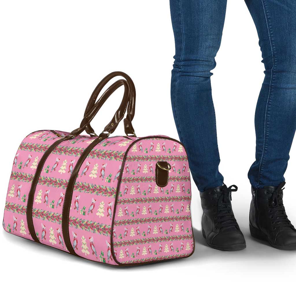 Australia Pink Galah Christmas Travel Bag Eolophus Roseicapilla Bottlebrush Seamless - Aussie Hoodie