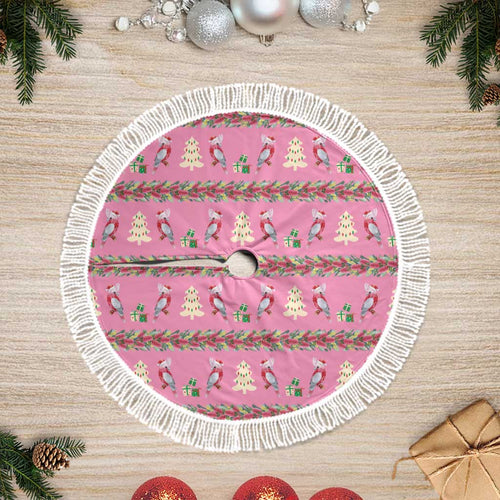 Australia Pink Galah Christmas Tree Skirt Eolophus Roseicapilla Bottlebrush Seamless - Aussie Hoodie