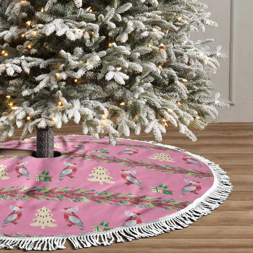 Australia Pink Galah Christmas Tree Skirt Eolophus Roseicapilla Bottlebrush Seamless - Aussie Hoodie