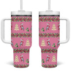 Australia Pink Galah Christmas Tumbler With Handle Eolophus Roseicapilla Bottlebrush Seamless - Aussie Hoodie
