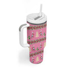 Australia Pink Galah Christmas Tumbler With Handle Eolophus Roseicapilla Bottlebrush Seamless - Aussie Hoodie