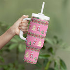 Australia Pink Galah Christmas Tumbler With Handle Eolophus Roseicapilla Bottlebrush Seamless - Aussie Hoodie