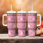 Australia Pink Galah Christmas Tumbler With Handle Eolophus Roseicapilla Bottlebrush Seamless - Aussie Hoodie