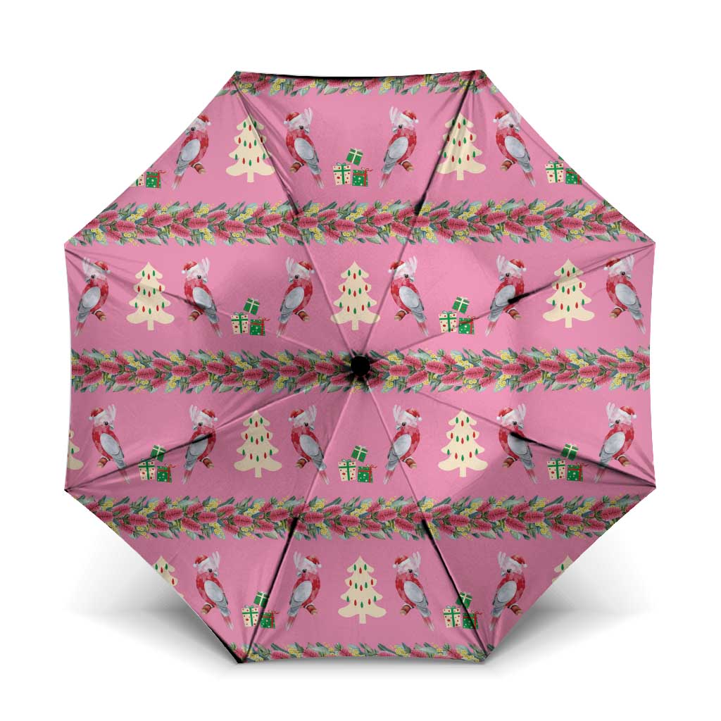 Australia Pink Galah Christmas Umbrella Eolophus Roseicapilla Bottlebrush Seamless - Aussie Hoodie