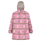 Australia Pink Galah Christmas Wearable Blanket Hoodie Eolophus Roseicapilla Bottlebrush Seamless - Aussie Hoodie