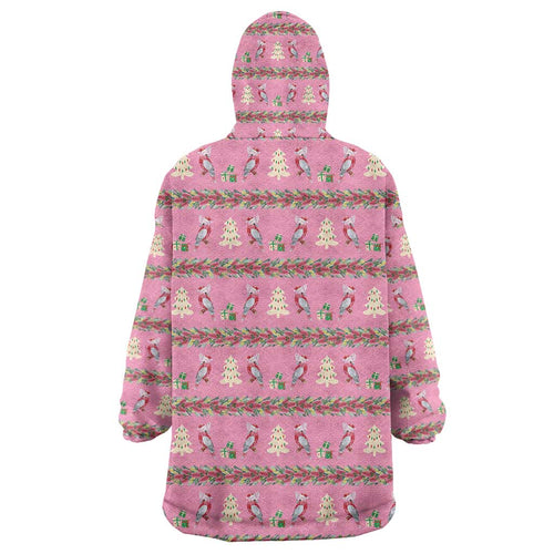Australia Pink Galah Christmas Wearable Blanket Hoodie Eolophus Roseicapilla Bottlebrush Seamless - Aussie Hoodie