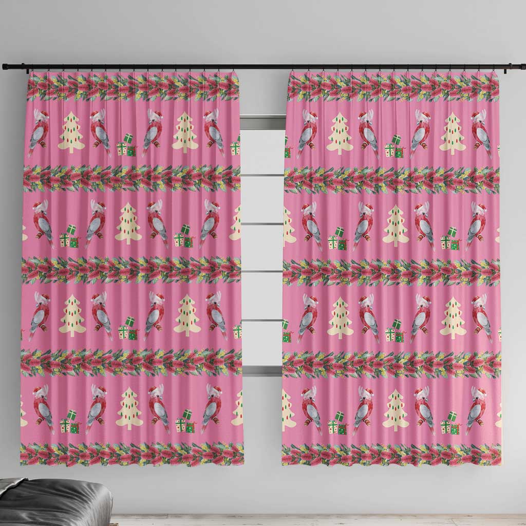 Australia Pink Galah Christmas Window Curtain Eolophus Roseicapilla Bottlebrush Seamless - Aussie Hoodie