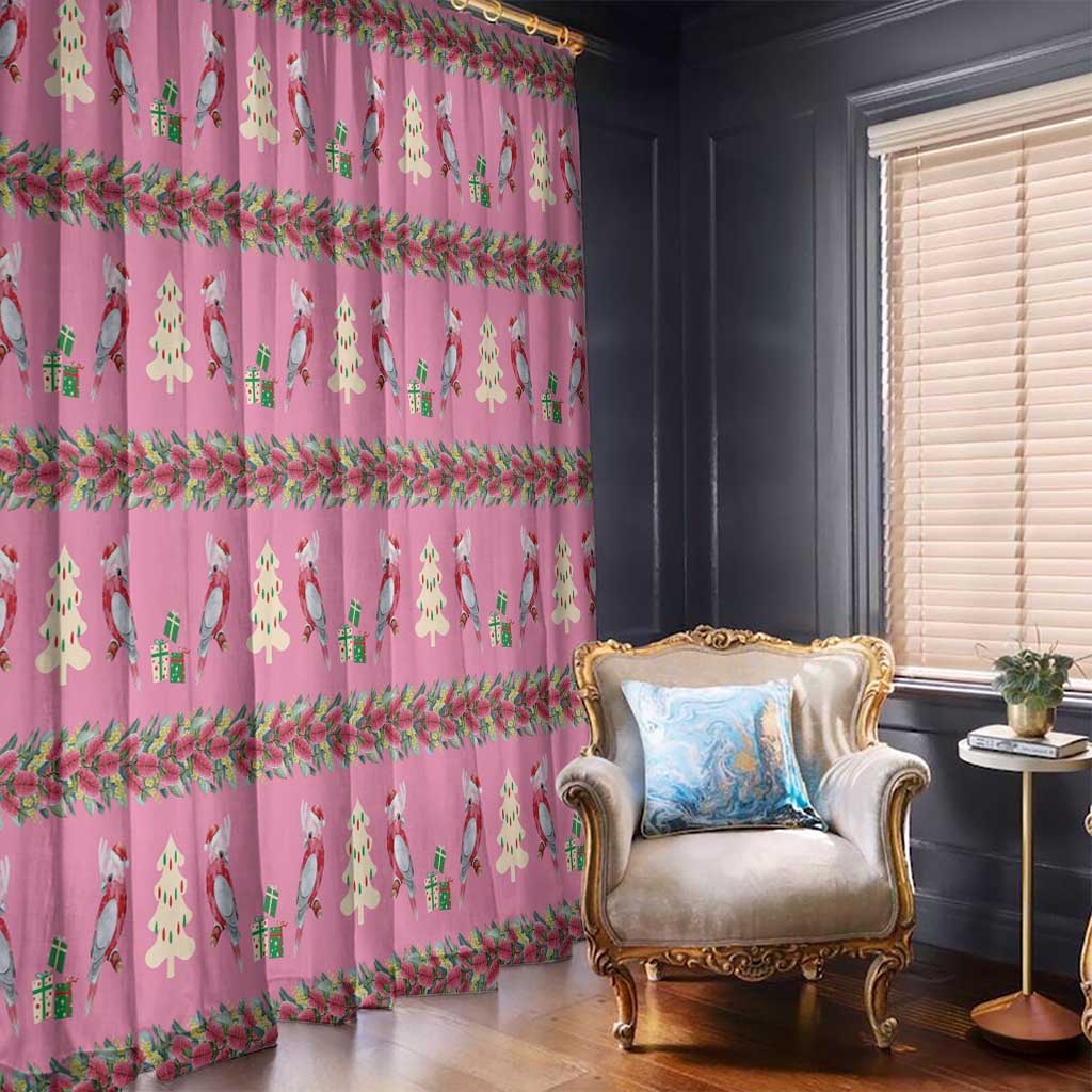 Australia Pink Galah Christmas Window Curtain Eolophus Roseicapilla Bottlebrush Seamless - Aussie Hoodie
