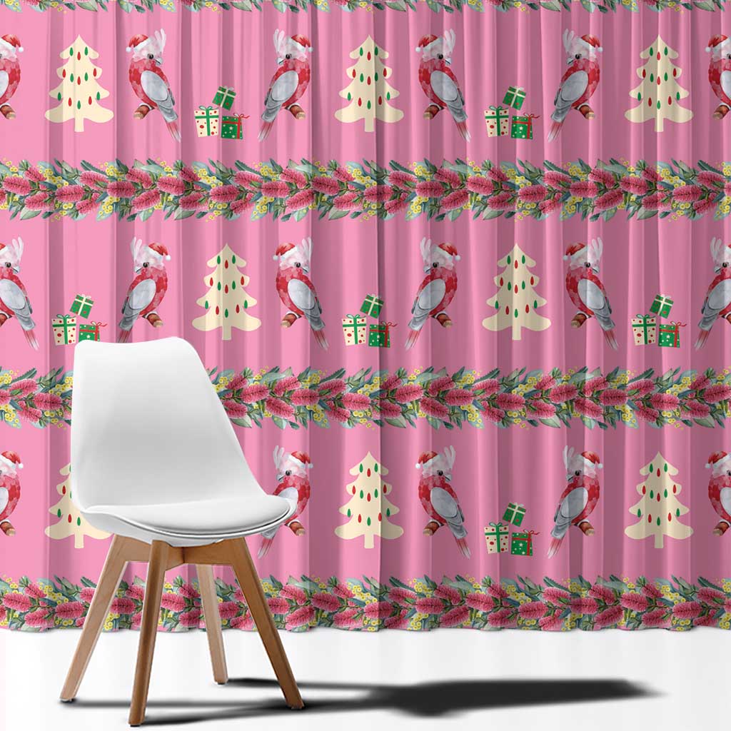 Australia Pink Galah Christmas Window Curtain Eolophus Roseicapilla Bottlebrush Seamless - Aussie Hoodie