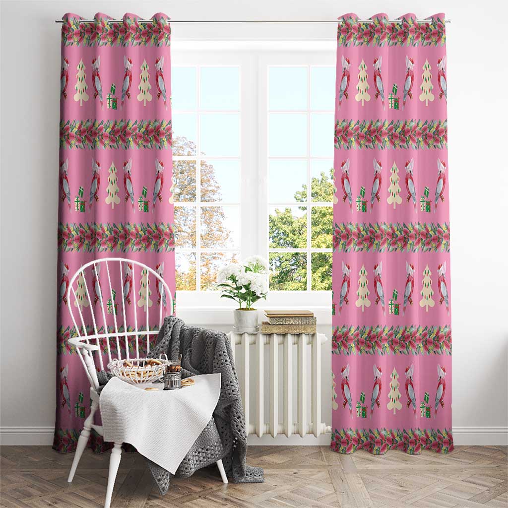 Australia Pink Galah Christmas Window Curtain Eolophus Roseicapilla Bottlebrush Seamless - Aussie Hoodie
