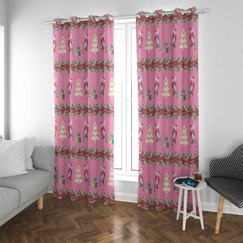 Australia Pink Galah Christmas Window Curtain Eolophus Roseicapilla Bottlebrush Seamless - Aussie Hoodie