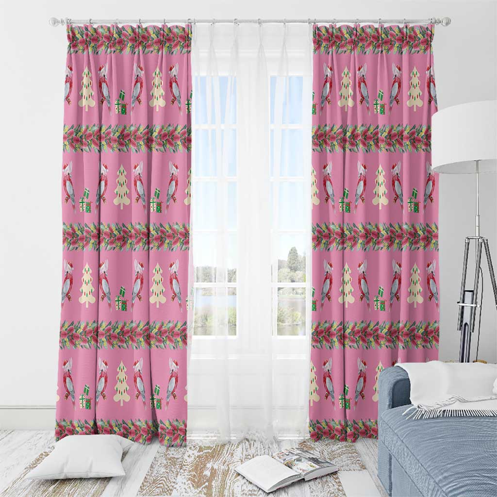 Australia Pink Galah Christmas Window Curtain Eolophus Roseicapilla Bottlebrush Seamless - Aussie Hoodie
